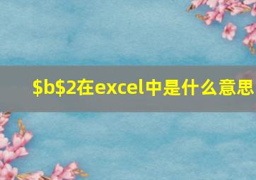 $b$2在excel中是什么意思