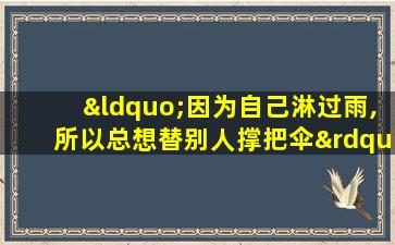 “因为自己淋过雨,所以总想替别人撑把伞”