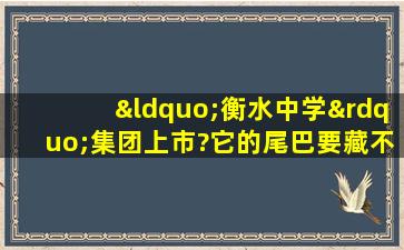 “衡水中学”集团上市?它的尾巴要藏不住了