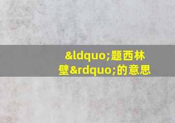 “题西林壁”的意思