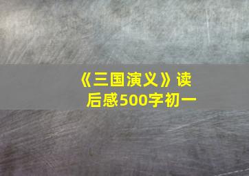 《三国演义》读后感500字初一