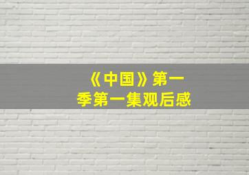 《中国》第一季第一集观后感