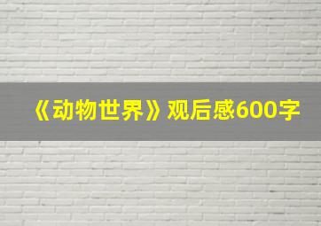 《动物世界》观后感600字