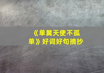 《单翼天使不孤单》好词好句摘抄