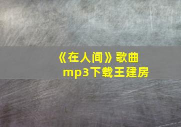 《在人间》歌曲mp3下载王建房