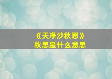 《天净沙秋思》秋思是什么意思