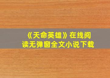 《天命英雄》在线阅读无弹窗全文小说下载