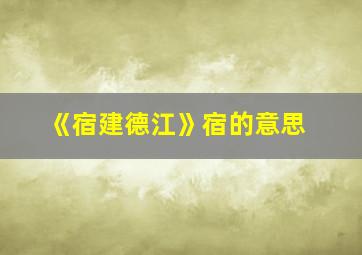 《宿建德江》宿的意思