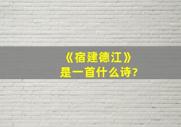 《宿建德江》是一首什么诗?