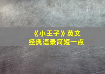 《小王子》英文经典语录简短一点