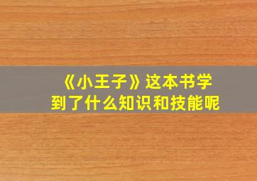 《小王子》这本书学到了什么知识和技能呢