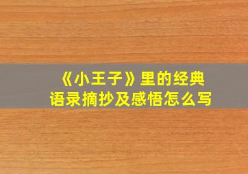 《小王子》里的经典语录摘抄及感悟怎么写