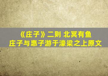 《庄子》二则 北冥有鱼 庄子与惠子游于濠梁之上原文