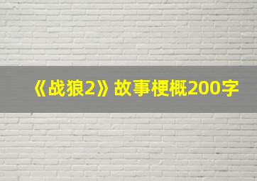 《战狼2》故事梗概200字