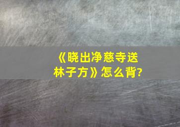 《晓出净慈寺送林子方》怎么背?