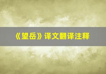 《望岳》译文翻译注释