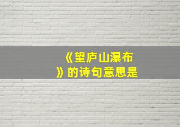 《望庐山瀑布》的诗句意思是