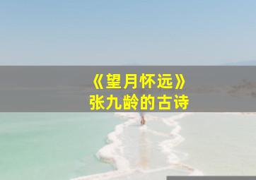 《望月怀远》张九龄的古诗