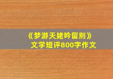 《梦游天姥吟留别》文学短评800字作文