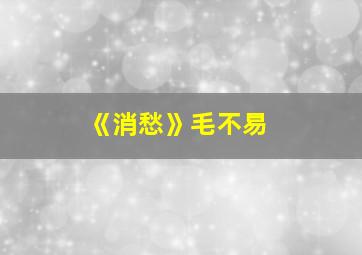 《消愁》毛不易