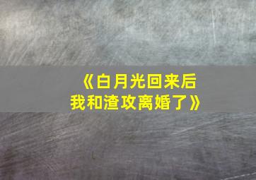 《白月光回来后我和渣攻离婚了》