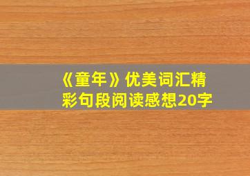 《童年》优美词汇精彩句段阅读感想20字