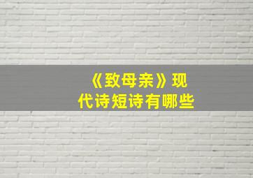 《致母亲》现代诗短诗有哪些