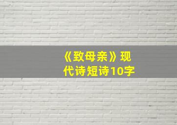 《致母亲》现代诗短诗10字