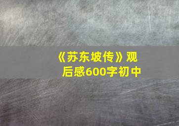 《苏东坡传》观后感600字初中