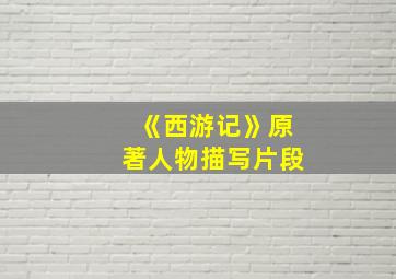 《西游记》原著人物描写片段