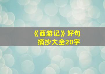 《西游记》好句摘抄大全20字