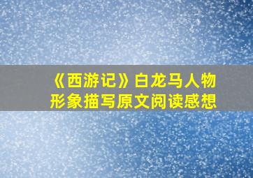 《西游记》白龙马人物形象描写原文阅读感想