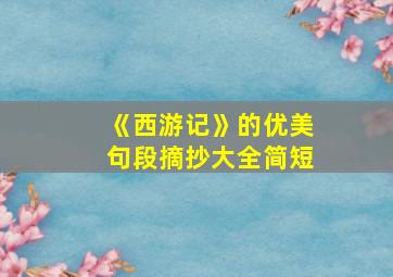 《西游记》的优美句段摘抄大全简短