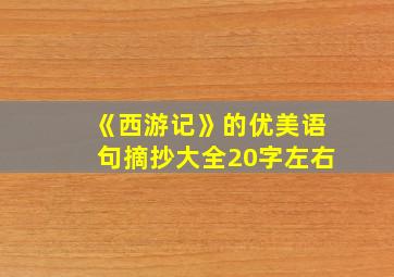 《西游记》的优美语句摘抄大全20字左右