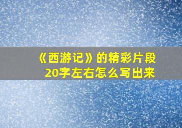 《西游记》的精彩片段20字左右怎么写出来