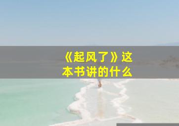 《起风了》这本书讲的什么