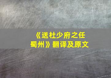 《送杜少府之任蜀州》翻译及原文