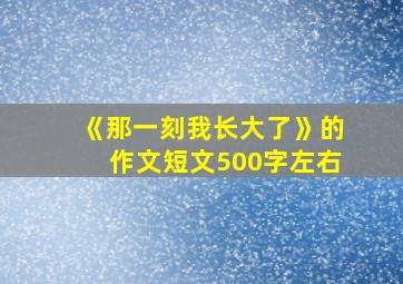 《那一刻我长大了》的作文短文500字左右