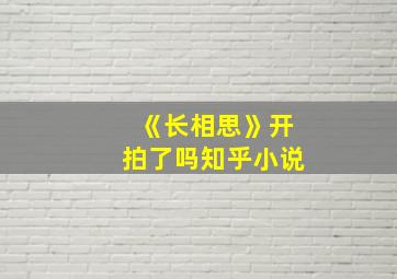 《长相思》开拍了吗知乎小说