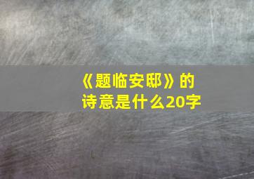 《题临安邸》的诗意是什么20字