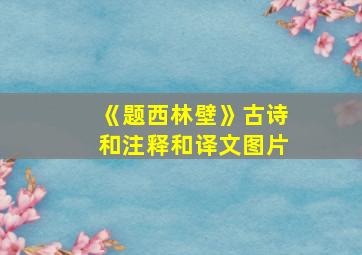 《题西林壁》古诗和注释和译文图片