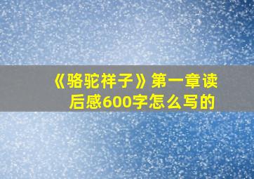 《骆驼祥子》第一章读后感600字怎么写的