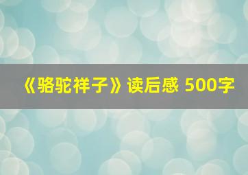 《骆驼祥子》读后感 500字