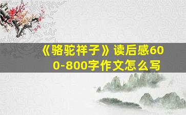 《骆驼祥子》读后感600-800字作文怎么写