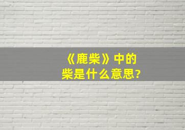 《鹿柴》中的柴是什么意思?