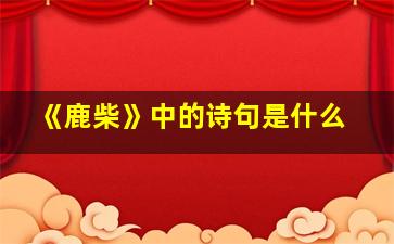 《鹿柴》中的诗句是什么