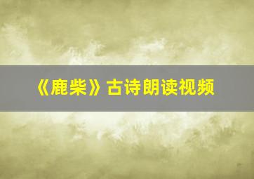 《鹿柴》古诗朗读视频