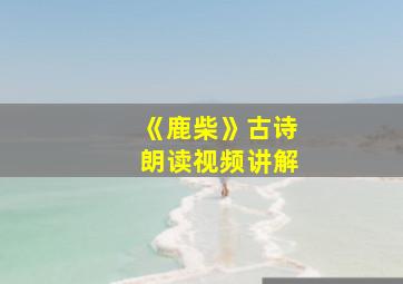 《鹿柴》古诗朗读视频讲解