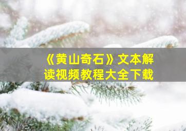 《黄山奇石》文本解读视频教程大全下载