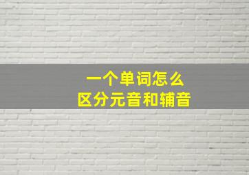 一个单词怎么区分元音和辅音